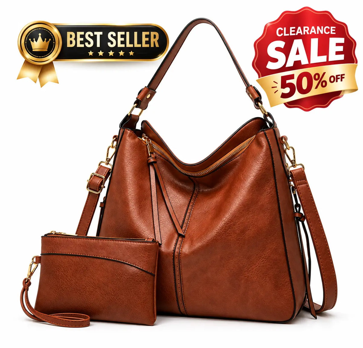 Caryona™ Everly Premium Leather Shoulder Bag - FREE Matching Pouch Wallet Included